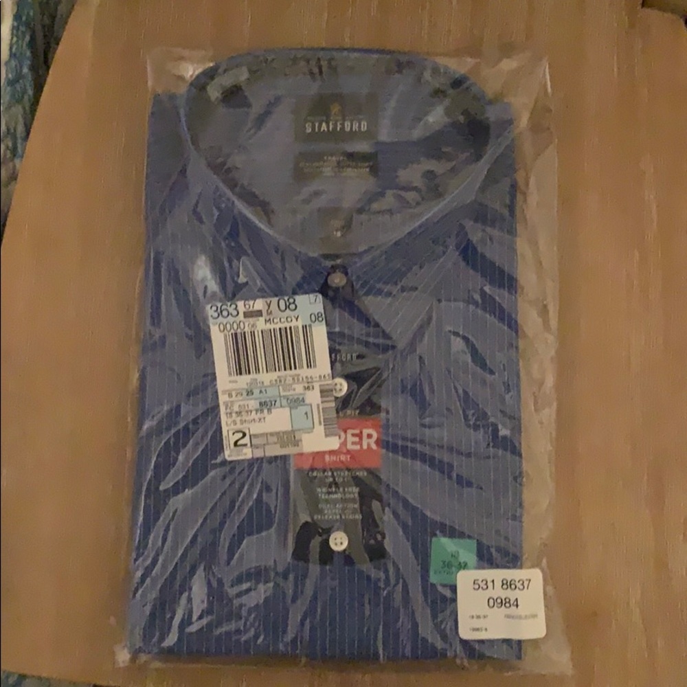 Stafford blue striped button down dress shirt